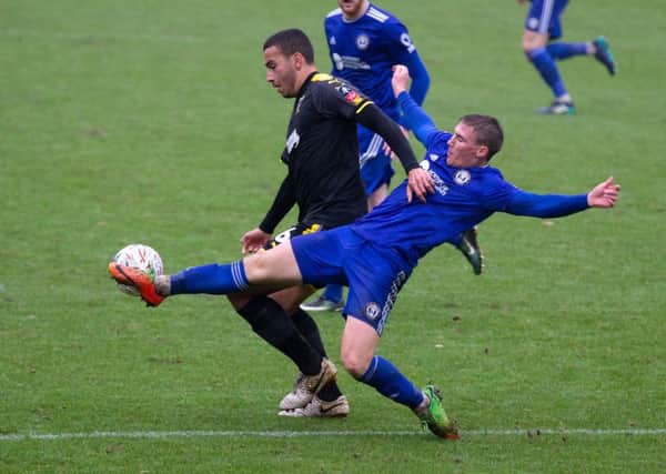 Actions from FC Halifax Town v AFC Wimbledon, FA Cup R2, at the Shay