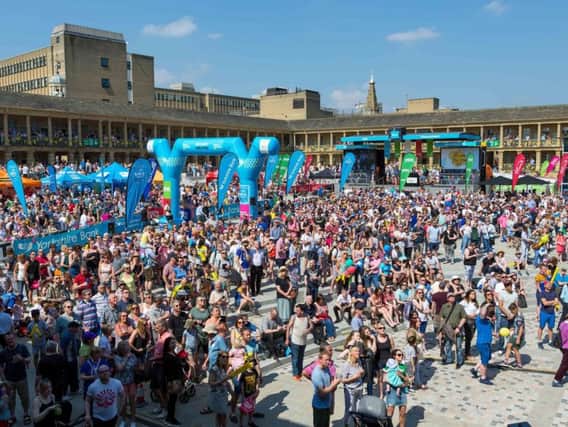 The Tour de Yorkshire 2018 at the Piece Hall in Halifax