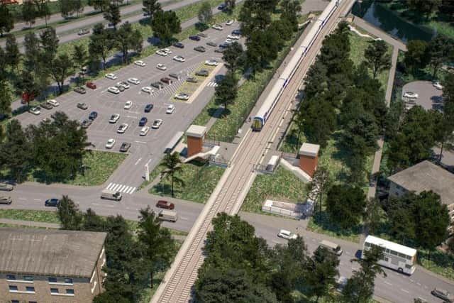 Aerial view of how Elland train station could look (WYG)