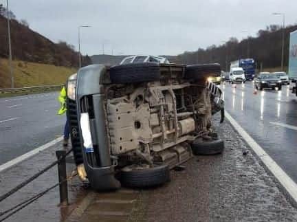 The crash scene on the M62. Picture: Highways England.