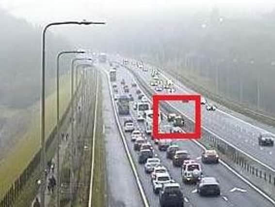 Lane three is currently blocked. PIC: Highways England