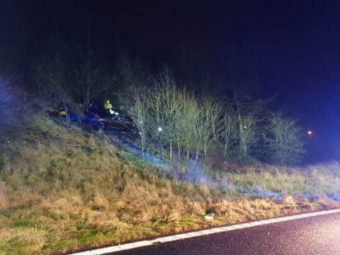 Another image of the car which left the slip road at junction 23
