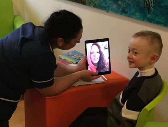 Halifax youngster Riley Merrill gets to speak to his favourite singer Jess Glynne thanks to staff at Calderdale Royal Hospital