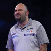CAMBERLEY, ENGLAND - JANUARY 13: Scott Waites of England reacts during his match against Glen Durrant of England in the 2019 BDO Lakeside Professional Men's Championship Final on Day Nine of the BDO World Darts Championship at Lakeside Country Club on January 13, 2019 in Camberley, England. (Photo by Alex Burstow/Getty Images)