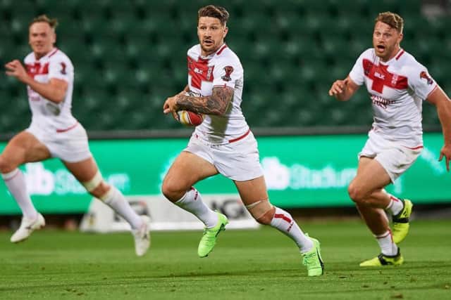 Gareth Widdop in action for England.