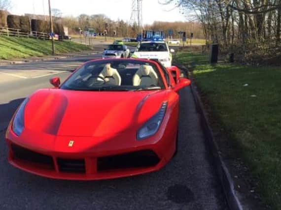The Ferrari was pulled over near junction 24 of the M62