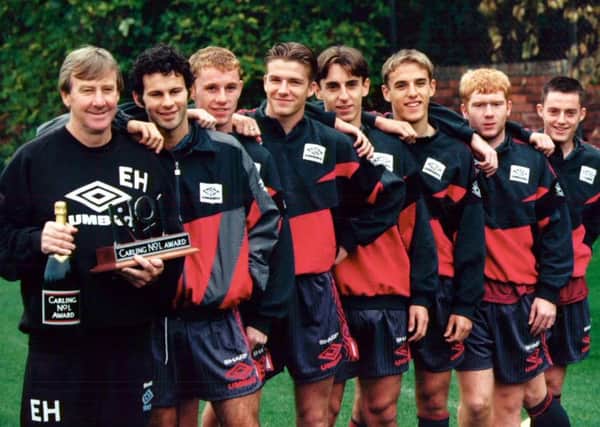 Eric Harrison with his Class of 92 stars