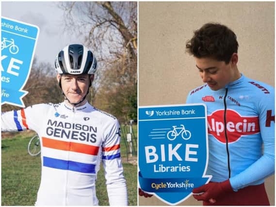 New Yorkshire Bank Bike Libraries ambassadors, Harry Tanfield and Connor Swift