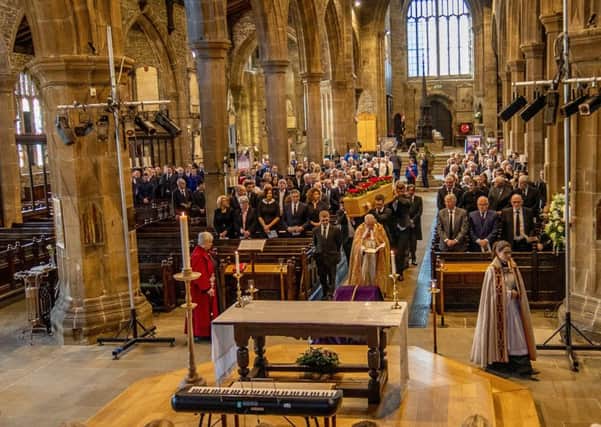 Footballers and celebrities attend the funeral of Eric Harrison MBE at Halifax Minster. Picture Credit: Charlotte Graham for the Daily Telegraph Pool