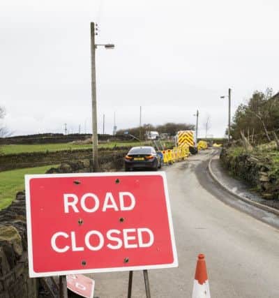 West Lane, Southowram, closed for roadworks.
