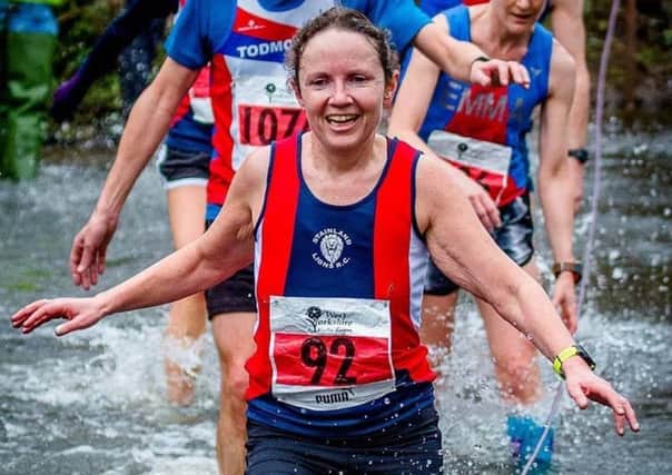 Lorraine Naylor at the river crossing in the West Yorkshire League. Photo: Stephen Smith