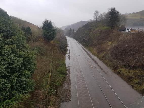 The tracks are flooded at Walsden.