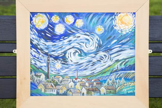 Calderdale Royal Hospital security guard Andy Hardie's version of Van Gogh's Starry Night, with Wainhouse Tower.