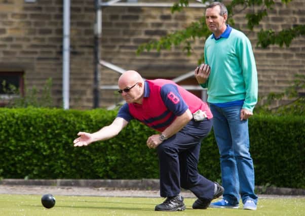 Actions from the Sowerby Bndge men's pairs bowls competition, at West End BC, Sowerby Bridge. Pictured is Malcolm Griffiths