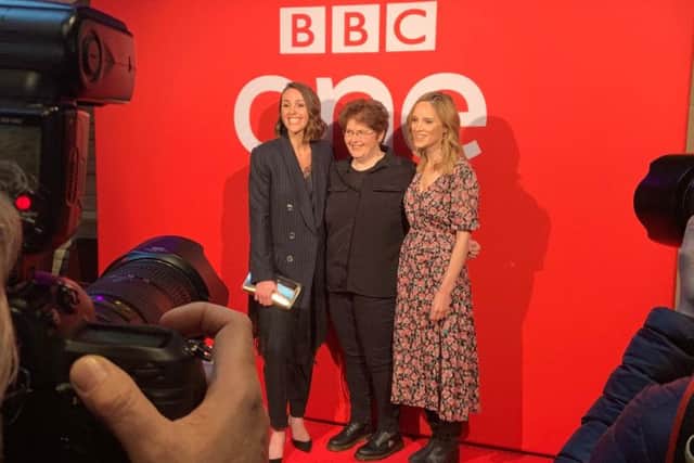 Suranne Jones, Sally Wainwright and Sophie Rundle on the red carpet at Square Chapel Arts Centre in Halifax