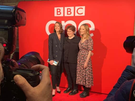 Suranne Jones, Sally Wainwright and Sophie Rundle on the red carpet at Square Chapel Arts Centre in Halifax