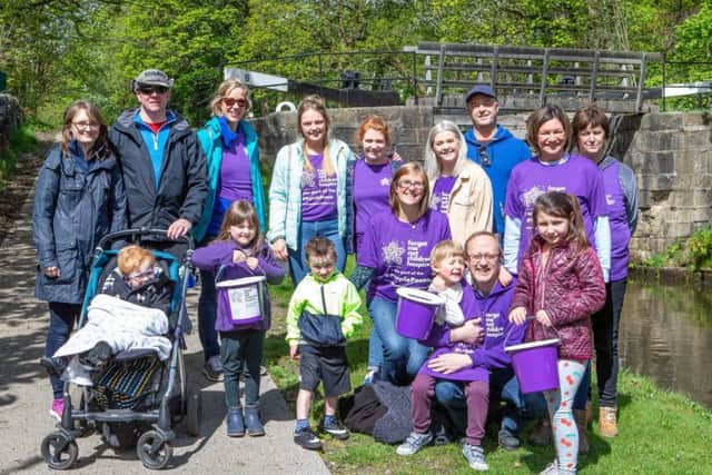Gabriella Walker, with friends and family walking from Sowerby Bridge to Hebden Bridge, raising money for the Forget Me Not Childrens Hospice