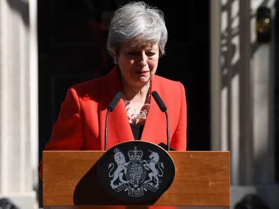 Prime Minister Theresa May makes a statement outside 10 Downing Street on May 24, 2019 in London, England. The prime minister has announced that she will resign on Friday, June 7, 2019.  (Photo by Leon Neal/Getty Images)