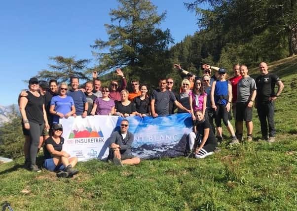 Three-day trek: The team of insurance professionals during the Mont Blanc challenge.