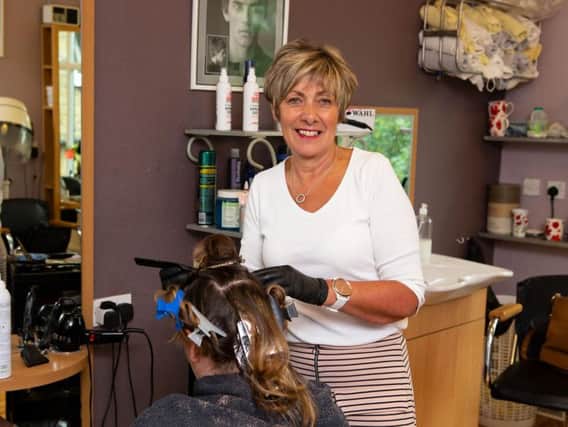 Debbie Hollingworth celebrating 40 years as a hairdresser, Deb n Hair, Ovenden Road, Halifax