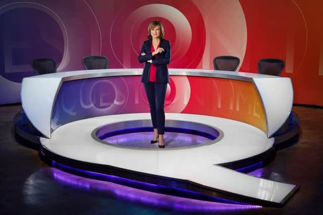 Fiona Bruce in the Question Time studio