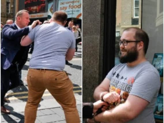 Paul Crowther was arrested after throwing a milkshake over Nigel Farage in Newcastle.