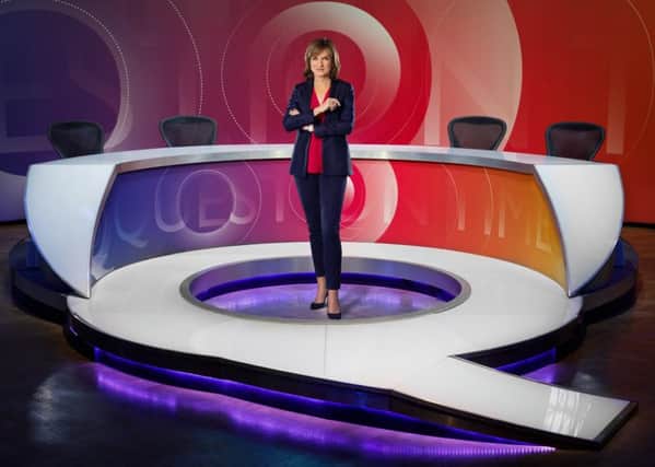 Fiona Bruce in the Question Time studio
