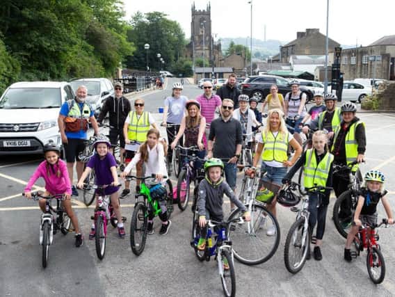 The cyclists gathered before they set off for Hebden Bridge.