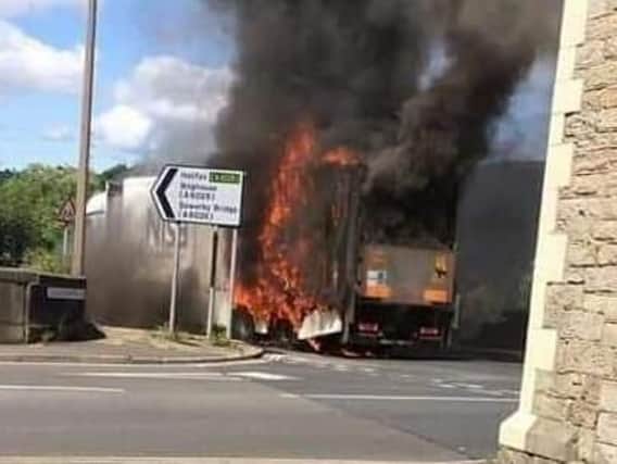 Pictures of the lorry fire in Elland sent in by Ian Greenwood.