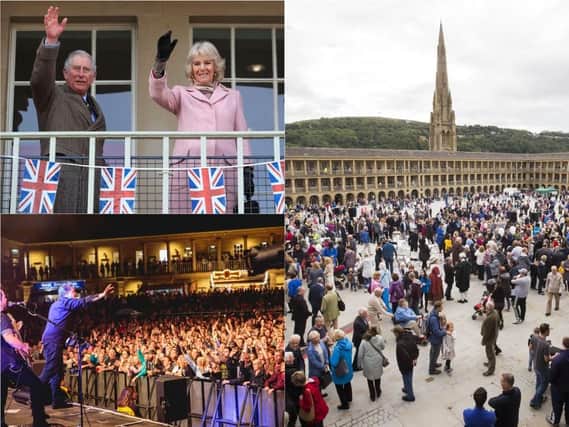 Celebrating second anniversary of The Piece Hall, Halifax on Yorkshire Day