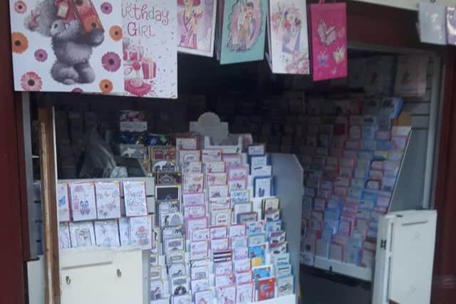 Cath's Cards, a stall in Halifax Borough Market, has been hit by water damage