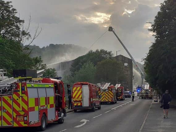 A large mill fire in Burnley Road, Mytholmroyd. Photo by West Yorkshire Fire & Rescue Service.