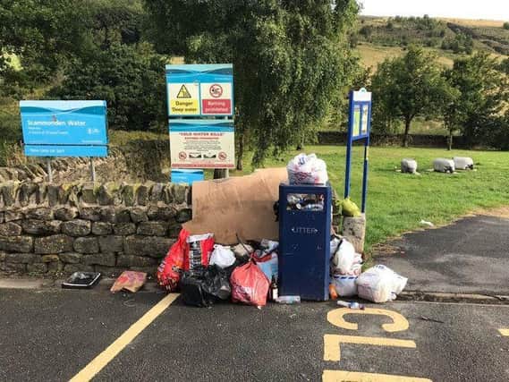 Rubbish dumped at Scammonden Water near Outlane, Huddersfield. (Image: Liz Dobson)