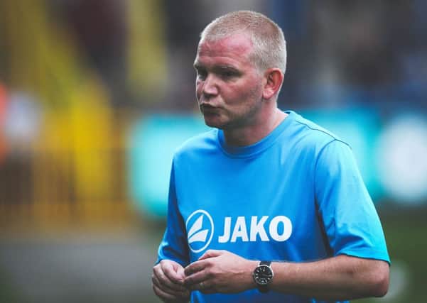 HALIFAX, ENGLAND 6TH AUGUST  Halifax Town manager Pete Wild  during the Vanarama National League match between FC Halifax Town and Hartlepool United at The Shay, Halifax on Tuesday 6th August 2019. (Credit: Mark Fletcher | MI News)