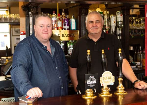 Landlord Michael Duke and Creative Music promoter Gary Ellis, at the Barge and Barrell pub - which is hosting a Northowram music festival, at the pub in Elland