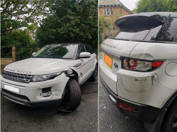 Damaged to the Range Rover (Picture by West Yorkshire Police)