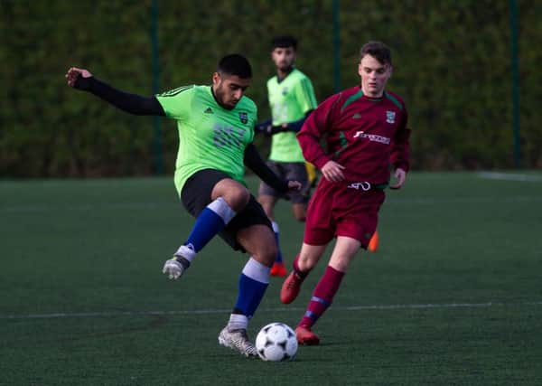 Actions from Panda FC v Pond FC, at Calderdale College. Pictured is Awais Khan and Josh Van Gesten