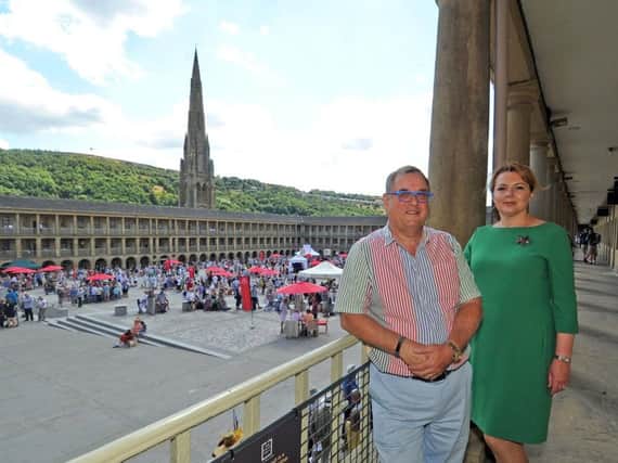 Roger Marsh, chair of the Piece Hall Trust, and the trusts Chief Executive Officer, Nicky Chance-Thompson.