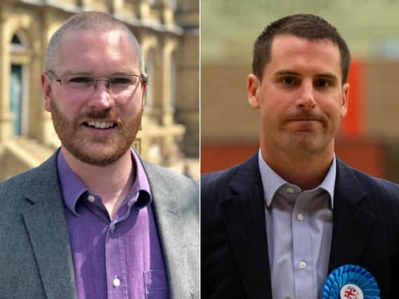 Calderdale Councillor James Baker (Lib Dem, Warley) and Scott Benton (Conservative, Brighouse)