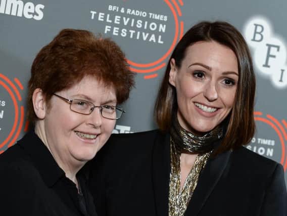 Sally Wainwright and Suranne Jones attend the "Gentleman Jack" photocall and Q&A during the BFI & Radio Times Television Festival 2019 (Photo by Jeff Spicer/Getty Images)