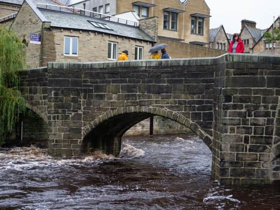 High river levels in Hebden Bridge had people worried about flooding