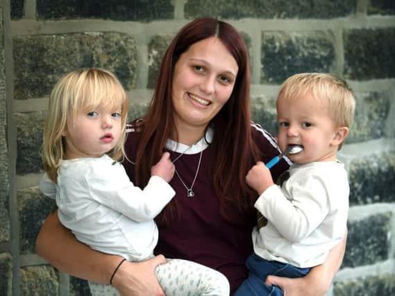 Alfie Donnelly-Kelly, pictured with mum Shannon Kelly and twin sister Lexie.