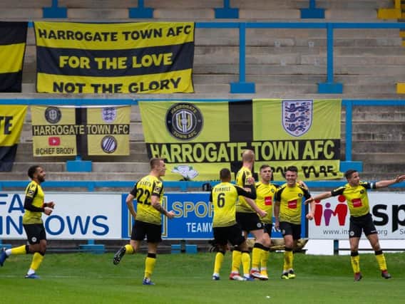 Halifax 1-2 Harrogate, The Shay, FA Cup fourth qualifying round. Photo: Bruce Fitzgerald.