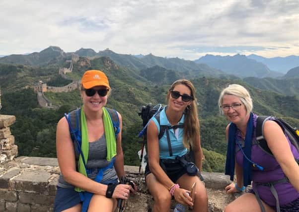 Tracey Booth, Luba Brierley and Beth Robinson at the Great Wall of China