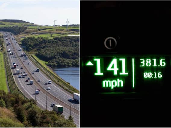 A driver was caught on a speed gun travelling 141mph on the M62