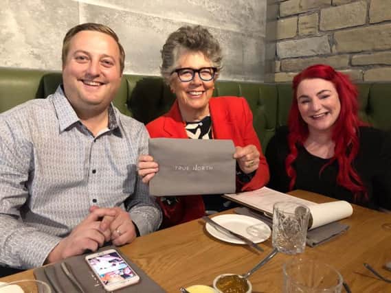 Twitter endorsement from Prue Leith, pictured with Jamie and Sarah Horsley, Executive Directors