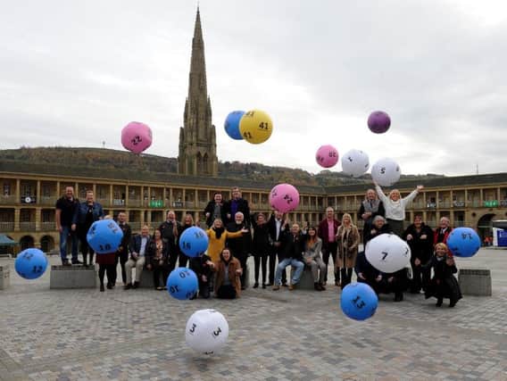 Yorkshire lottery winners at the Piece Hall. Photo by Simon Hulme.