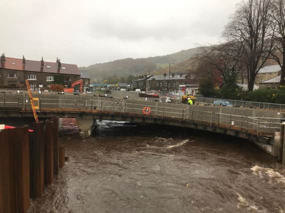 Water levels of the River Calder in Mytholmroyd