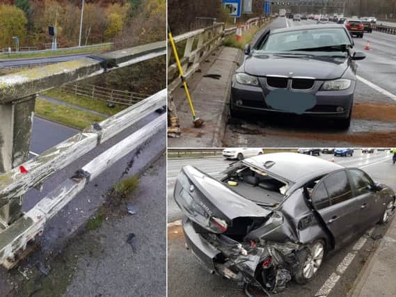 Scene of the crash on the M62 at Brighouse (Picture West Yorkshire Police)