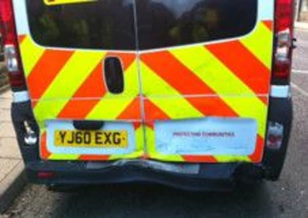 The Upper Valley Neighbourhood Policing Team van was involved in an accident outside Todmorden Police Station
